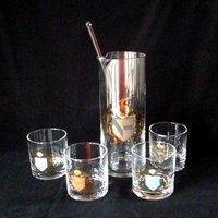 Mid Century Cocktail Set, Medieval 6pc Cocktail Set,  Cocktail Pitcher, 4 Lowballs, Mediterranean Old World  Barware, Vintage Gifts