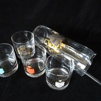 Mid Century Cocktail Set, Medieval 6pc Cocktail Set,  Cocktail Pitcher, 4 Lowballs, Mediterranean Old World  Barware, Vintage Gifts