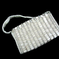 Walborg Beaded Bag, with Rhinestones, Silver Wedding Clutch, Beaded Rhinestone Evening Bag, Vintage Gifts, Make Offer