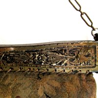 Antique Purse, Hinged Frame, Brocade Fabric, Calling Card Inside, Art Deco Design, Chain Handle, 1920s, Vintage Gifts, Make Offer