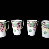 Antique Cups or Mugs, Nippon Cider or Chocolate Cups, Te Oh Nippon, Hand Painted, Nippin China, Early 1900s