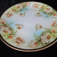 Antique Plate, Prussia Royal Rudolstadt, Creamy White Florals, Cabinet Display Plate, Late 1800s, 2 Avail