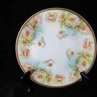 Antique Plate, Prussia Royal Rudolstadt, Creamy White Florals, Cabinet Display Plate, Late 1800s, 2 Avail