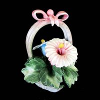 Vintage Capodimonte Flower Basket, Nuevo Capodimonte, Italian Porcelain, Flowers in Basket, Bow on Handle, Mothers Day Gift