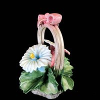 Vintage Capodimonte Flower Basket, Nuevo Capodimonte, Italian Porcelain, Flowers in Basket, Bow on Handle, Mothers Day Gift