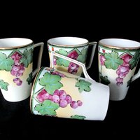 Antique Cups or Mugs, Nippon Cider or Chocolate Cups, Te Oh Nippon, Hand Painted, Nippin China, Early 1900s