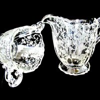 Cambridge Portia Cream and Sugar Bowl, Creamer and Sugar, 1940s, Cambridge Crystal, Portia Pattern, Wedding Gift, 2 Sets Avail