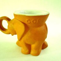Frankoma Political Mug, GOP Elephant, Election Mug, Brown Terra Cotta Tone Mug, Republican Party Mug, Frankoma Pottery