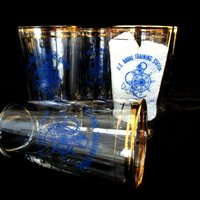 US Naval Training Station Barware, Great Lakes, Illinois, Navy Barware, Set of 6, Gift for Navy Veteran, Make Offer