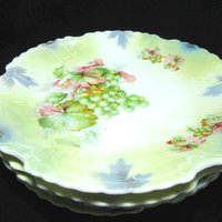 Antique Luncheon Plates, Set of 4, Grape Clusters, Silesia Province, Embossed with Heavy Scallops, Excellent Condition, Make Offer