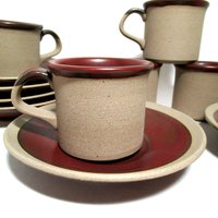 Stoneware Espresso Set, 6 Cups, 6 Saucers, Fitz and Floyd, Rustic Farmhouse Espresso Set, Excellent Condition, Espresso Lover, Make Offer