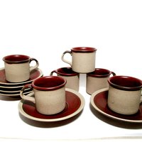 Stoneware Espresso Set, 6 Cups, 6 Saucers, Fitz and Floyd, Rustic Farmhouse Espresso Set, Excellent Condition, Espresso Lover, Make Offer