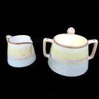 Nippon Cream and Sugar Set, Dutch Windmill, Cream Pitcher and Sugar Bowl, Hand Painted, Make Offer