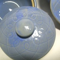 Oven Ware Baking Pots, Lidded Soup Bowls, with Handle, Small Casserole Dishes, Made in USA, Blue Glaze, Farmhouse Kitchen, Make Offer