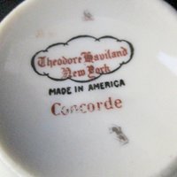 Haviland New York, Cups and Saucers, Set of 3, Theodore Haviland, Concorde Pattern, White with Gold Bands, Made in New York, America, 1930s