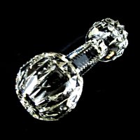 Large Crystal Knife Rest, 5 Inches Wide, Serving Utensil Rest, Crystal Dumbbell, Wedding Cake Knife Rest, Sawtooth Cuts, Excellent Condition