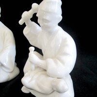 Asian Figurines, Chinese Artists, Woodworkers, Pair of Asian Statues, Wood Carvers, Set of 2