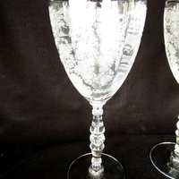 Tiffin Queen Astrid Set of 4, Etched Water Goblets, Stem 17351, Wedding Gift, Excellent Condition, 2 Sets Avail