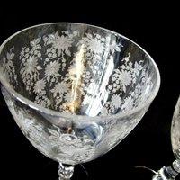 Tiffin Queen Astrid Set of 4, Etched Water Goblets, Stem 17351, Wedding Gift, Excellent Condition, 2 Sets Avail