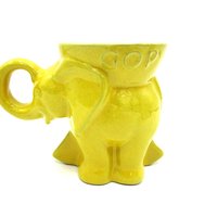Frankoma Political Mug, GOP Elephant, Election Mug, Yellow Mug, Republican Party Mug, Frankoma Pottery