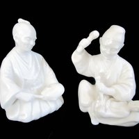 Asian Figurines, Chinese Artists, Woodworkers, Pair of Asian Statues, Wood Carvers, Set of 2