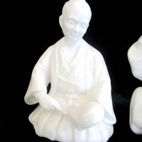 Asian Figurines, Chinese Artists, Woodworkers, Pair of Asian Statues, Wood Carvers, Set of 2