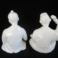 Asian Figurines, Chinese Artists, Woodworkers, Pair of Asian Statues, Wood Carvers, Set of 2