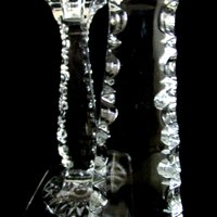 Crystal Candleholders, Large and Heavy Candle Holders, Notched Edges, Table Centerpiece, Set of 2