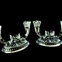 Pair of Art Deco Candle Holders, Double Candle Holders, Formal Table Setting, Center Circle, Oval Base, Victorian Decor