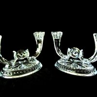 Pair of Art Deco Candle Holders, Double Candle Holders, Formal Table Setting, Center Circle, Oval Base, Victorian Decor