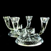 Pair of Art Deco Candle Holders, Double Candle Holders, Formal Table Setting, Center Circle, Oval Base, Victorian Decor