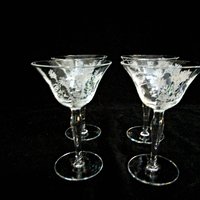 Morgantown Mayfair Crystal Stemware, Acid Etched, Set of 4, Sherry or Small Wine, Elegant Crystal Glassware, Wedding Gift, 2 Sets Avail