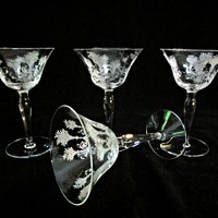 Morgantown Mayfair Crystal Stemware, Acid Etched, Set of 4, Sherry or Small Wine, Elegant Crystal Glassware, Wedding Gift, 2 Sets Avail