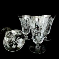 Crystal Stemware Morgantown Mayfair, Acid Etched, Iced Tea Glasses, Elegant Crystal Glassware, Wedding Gift, 1940s