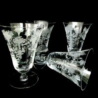 Crystal Stemware Morgantown Mayfair, Acid Etched, Iced Tea Glasses, Elegant Crystal Glassware, Wedding Gift, 1940s