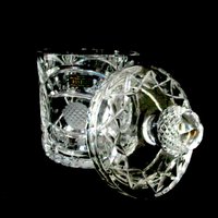 Crystal Ice Bucket, Biscuit Jar, Rovelli Hand Cut Crystal, Cut Golfing Design, Golf Clubs, Golf Balls, Gift for Golfer, Made in Switzerland