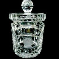 Crystal Ice Bucket, Biscuit Jar, Rovelli Hand Cut Crystal, Cut Golfing Design, Golf Clubs, Golf Balls, Gift for Golfer, Made in Switzerland