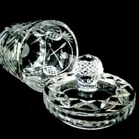 Crystal Ice Bucket, Biscuit Jar, Rovelli Hand Cut Crystal, Cut Golfing Design, Golf Clubs, Golf Balls, Gift for Golfer, Made in Switzerland