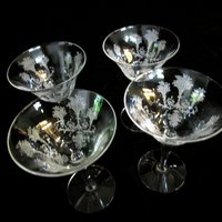 Morgantown Mayfair Crystal Stemware, Acid Etched, Set of 4, Sherry or Small Wine, Elegant Crystal Glassware, Wedding Gift, 2 Sets Avail