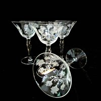 Morgantown Mayfair Crystal Stemware, Acid Etched, Set of 4, Sherry or Small Wine, Elegant Crystal Glassware, Wedding Gift, 2 Sets Avail