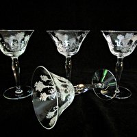 Morgantown Mayfair Crystal Stemware, Acid Etched, Set of 4, Sherry or Small Wine, Elegant Crystal Glassware, Wedding Gift, 2 Sets Avail