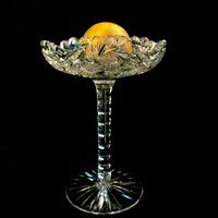 Antique Cut Crystal Compote, Tall, Long Stemmed Compote, Brilliant Cut, Sawtooth Edges, Starburst Base, Excellent Condition, Wedding Gift