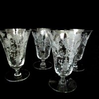 Crystal Stemware Morgantown Mayfair, Acid Etched, Iced Tea Glasses, Elegant Crystal Glassware, Wedding Gift, 1940s