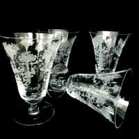 Crystal Stemware Morgantown Mayfair, Acid Etched, Iced Tea Glasses, Elegant Crystal Glassware, Wedding Gift, 1940s