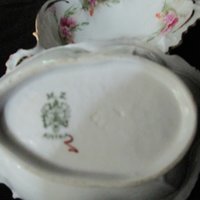 Antique Bone Dishes, Set of 2 Bone Plates, Soap Dish, Jewelry Dish, Deeply Scalloped, Heavy Relief, Pink Roses, Made in Austria, MZ Austria
