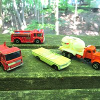Hot Wheels, Matchbox, Lesney, Set of 4, Toy Cars and Trucks, Pontiac Convertible, Fire Engine, Miniature Collectible Cars Trucks, Make Offer