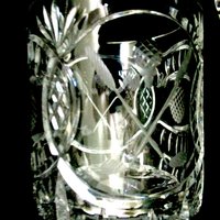 Crystal Ice Bucket, Biscuit Jar, Rovelli Hand Cut Crystal, Cut Golfing Design, Golf Clubs, Golf Balls, Gift for Golfer, Made in Switzerland