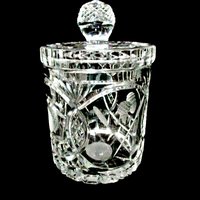 Crystal Ice Bucket, Biscuit Jar, Rovelli Hand Cut Crystal, Cut Golfing Design, Golf Clubs, Golf Balls, Gift for Golfer, Made in Switzerland