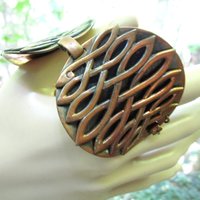 Copper Cuff Bracelet, Mid Century, Copper Statement, with Safety Chain