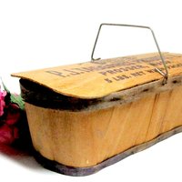 Fruit Vegetable Basket, Lidded Produce Carrier, Wire Handle, Taggares Produce, Prosser WA, Farm Basket. Farmhouse Decor, Farmers Market